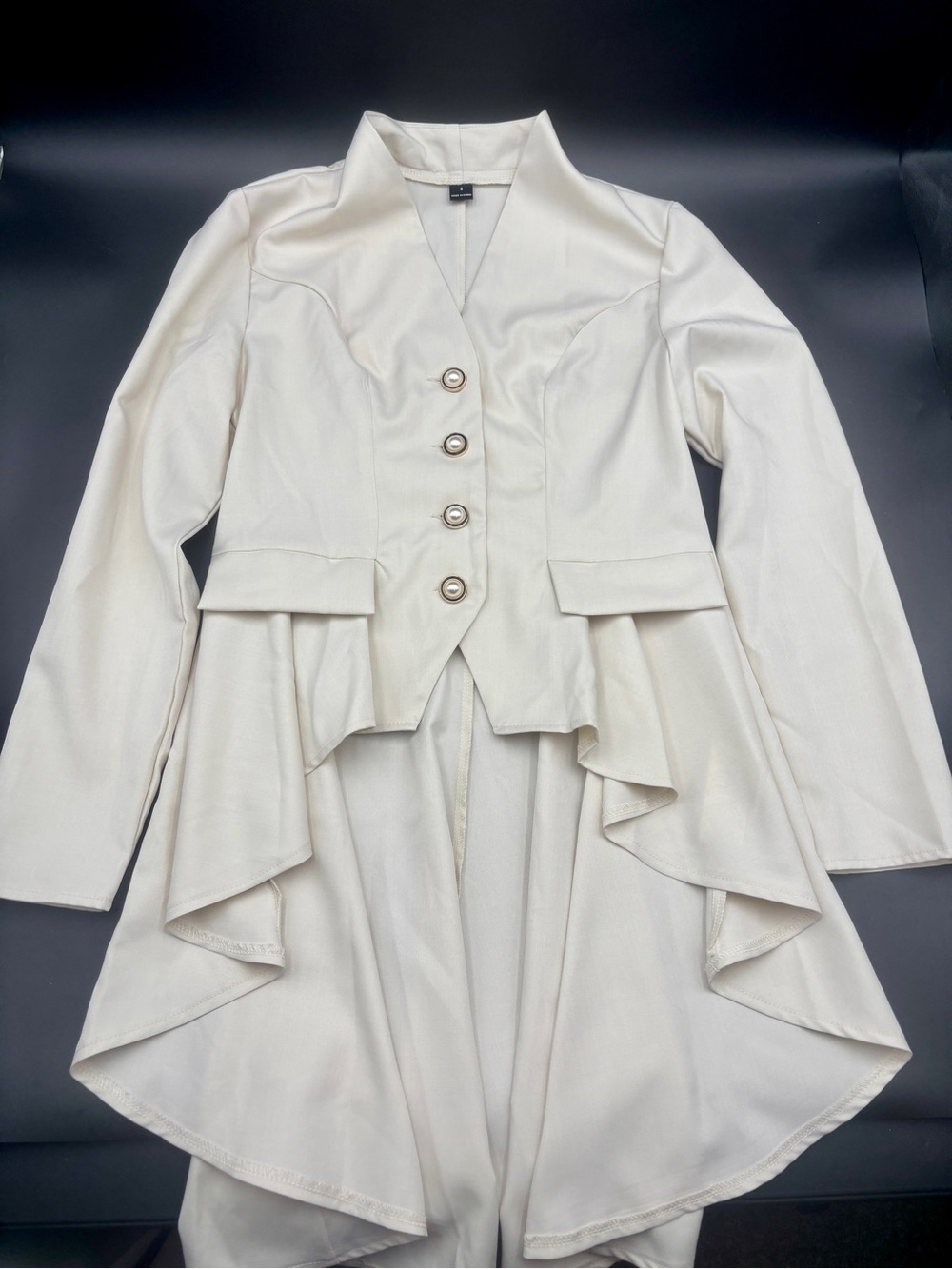 SHEIN Cream Victorian Asymmetrical Peplum Tailcoat Jacket - Size S